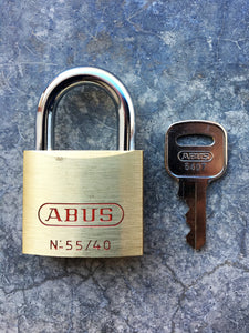 ABUS Economy Brass Padlock 55/40, 1-9/16" wide, keyed alike, Warning imprinted