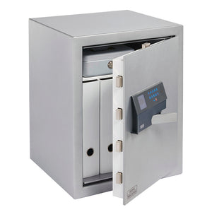 Burg Wachter Large Stainless Steel Burglary Protection Karat MT 660 E FP, Biometric Opening (Fingerprint or Electronic Code)